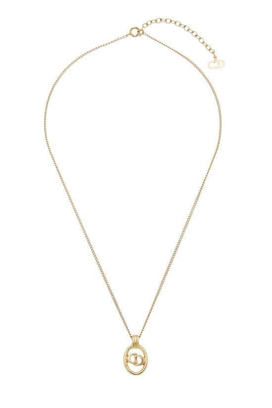 GOLD ROUND 'CD' NECKLACE